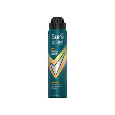 Boots Sure Men Mandarin & Amber Nonstop Protection 72hr Anti-Perspirant Deodorant Spray 250ml- Buy online at McGrocer
