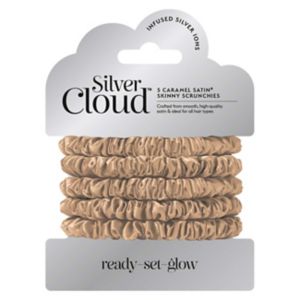 Silver Cloud satin scrunchies caramel 5 pack (British brand)