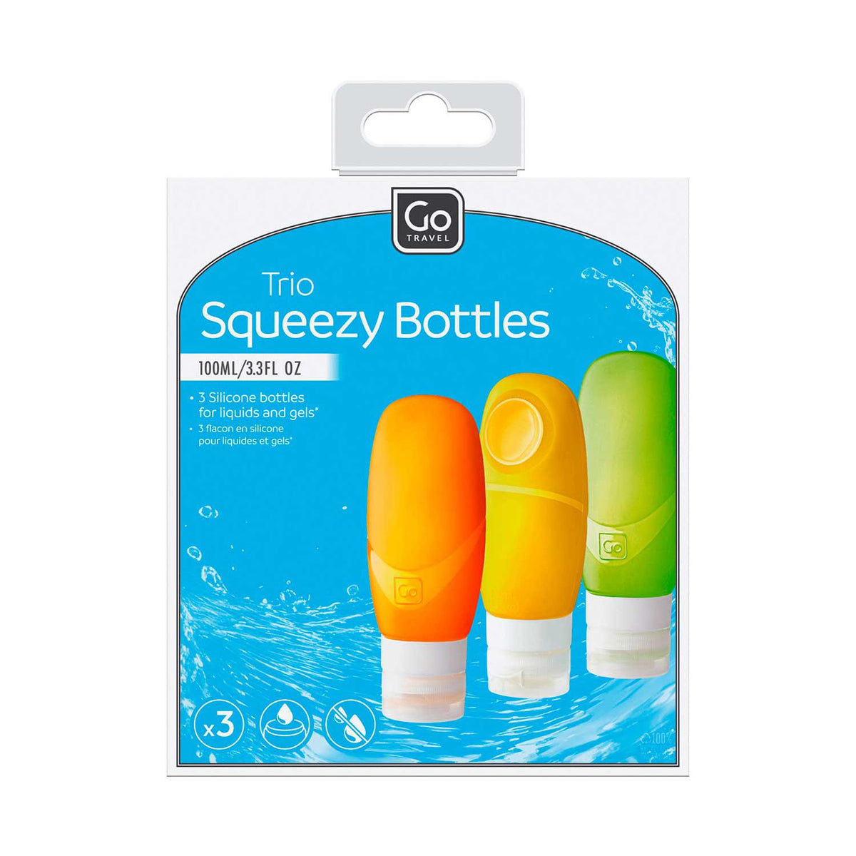 Go Travel Trio squeezy travel bottles 100ml - British product
