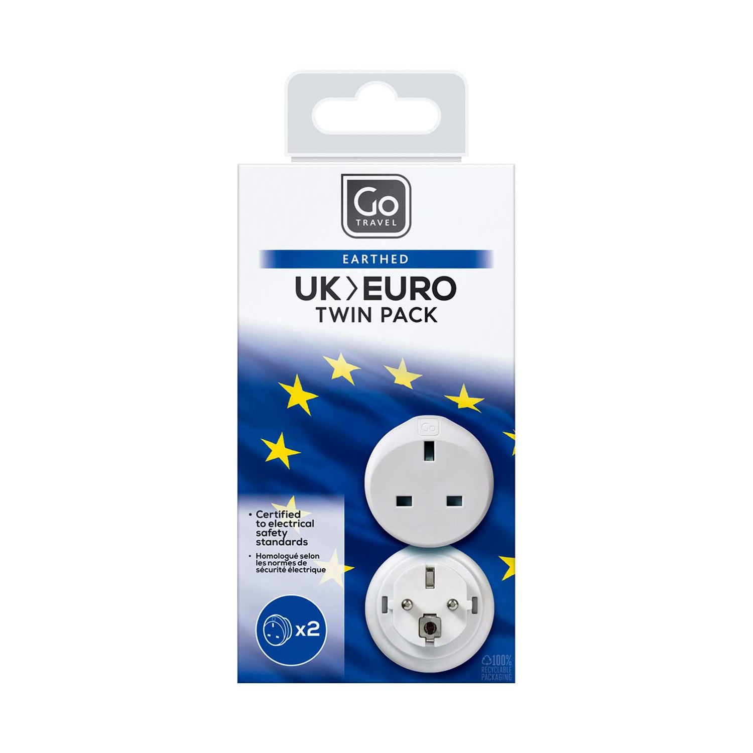 Go Travel UK-EU twin adaptors, imported from the UK