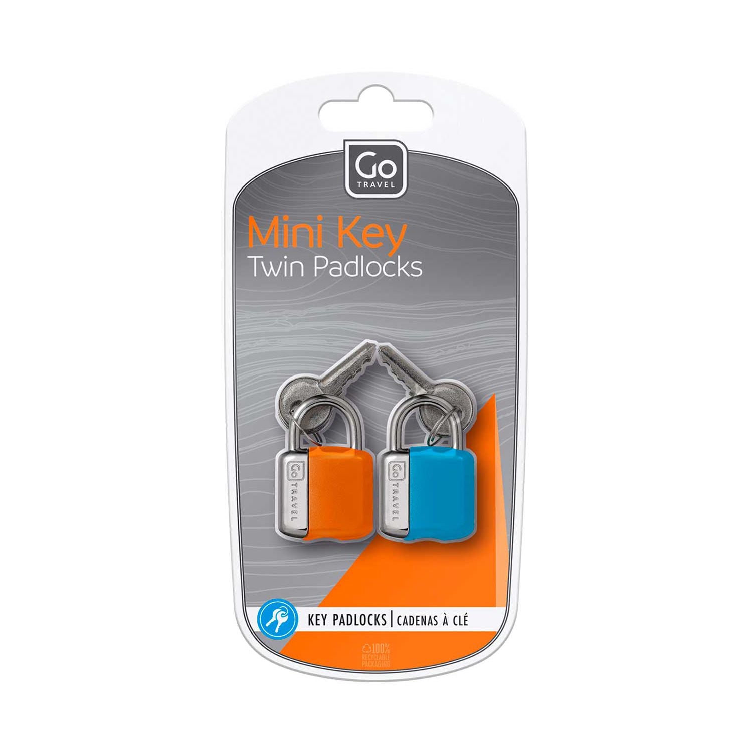 Go Travel mini key padlock blue orange (British brand)