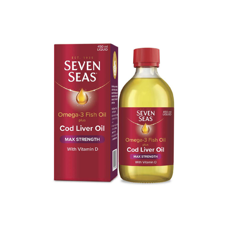 Seven Seas Cod Liver Oil Max Strength 450ml, imported from the UK