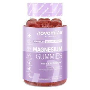 Novomins magnesium gummies raspberry flavour 60s (British brand)