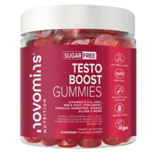 Novomins Testo Boost Himbeer Gummis 60 Stück, importiert aus dem Vereinigten Königreich