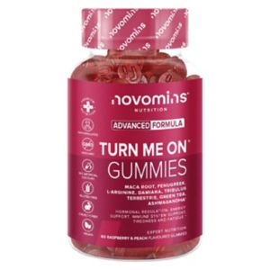 Novomins Turn-Me-On Gummies Kosttilskudd med bringebær- og ferskensmak 60 vingummier