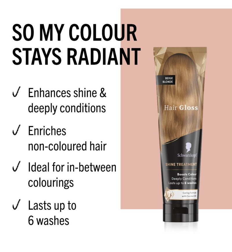 Schwarzkopf hair gloss beige blonde 150ml, imported from the UK