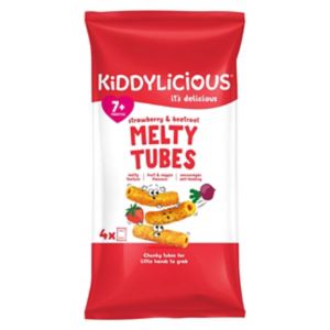Kiddylicious Erdbeer Melty Tubes Baby Snack 10g 4er-Packung