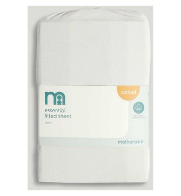 Mothercare Essentials Cot Bed 2 Pack Fitted Sheet Grey