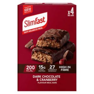 SlimFast Meal Replacement Bar Dark Chocolate Cranberry 60g 4 Pack