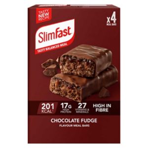 Boots Multipack de Barres Remplacement de Repas Slim Fast Chocolat Fudge 60g x4 - Acheter en ligne sur McGrocer