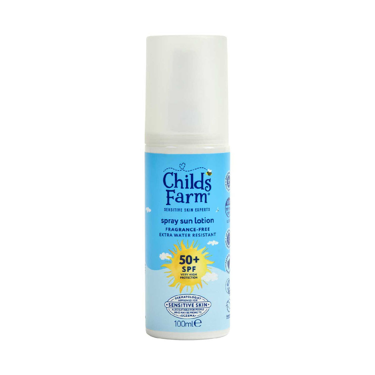 Childs Farm SPF 50+ Sunscreen Spray Fragrance Free 100ml - British product
