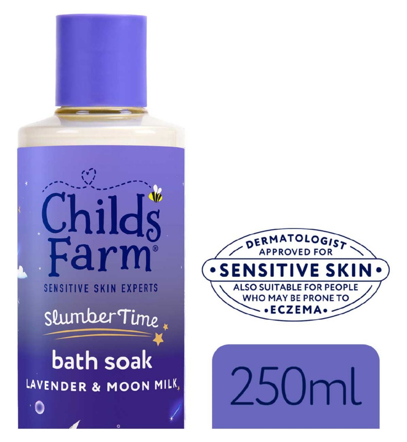 Childs Farm bath soak lavender moon milk 250ml, UK version