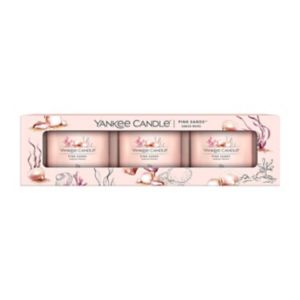 Yankee Candle Mini bougies votives remplies Bougies chauffe-plat parfumées Pink Sands Lot de 3