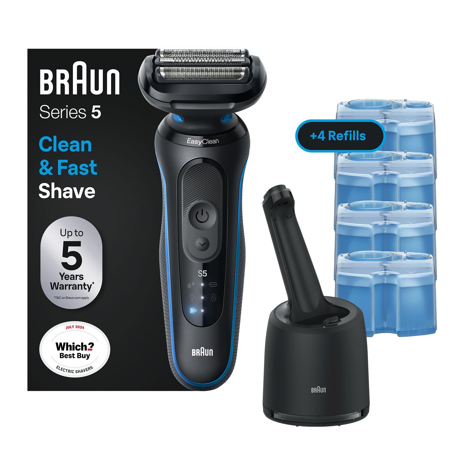 Braun Series 5 electric shaver with SmartCare Center bundle, UK version