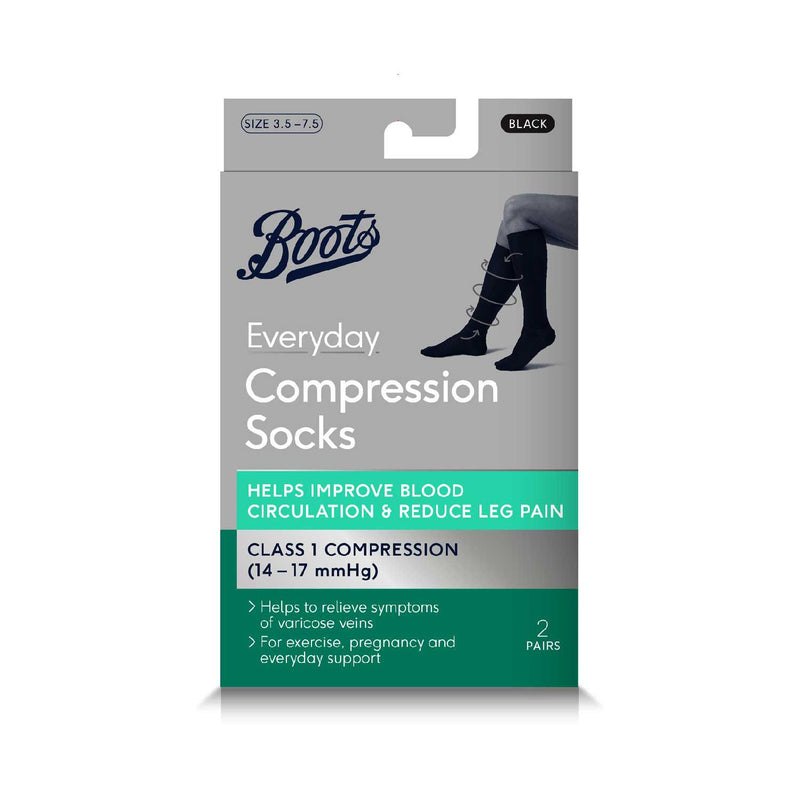 Boots compression socks black size 3.5-7.5 - British product