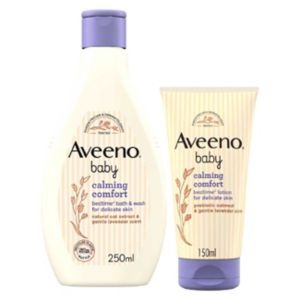 Aveeno Baby Calming Comfort Bedtime Lotion Bath & Wash Skincare Duo Bundle