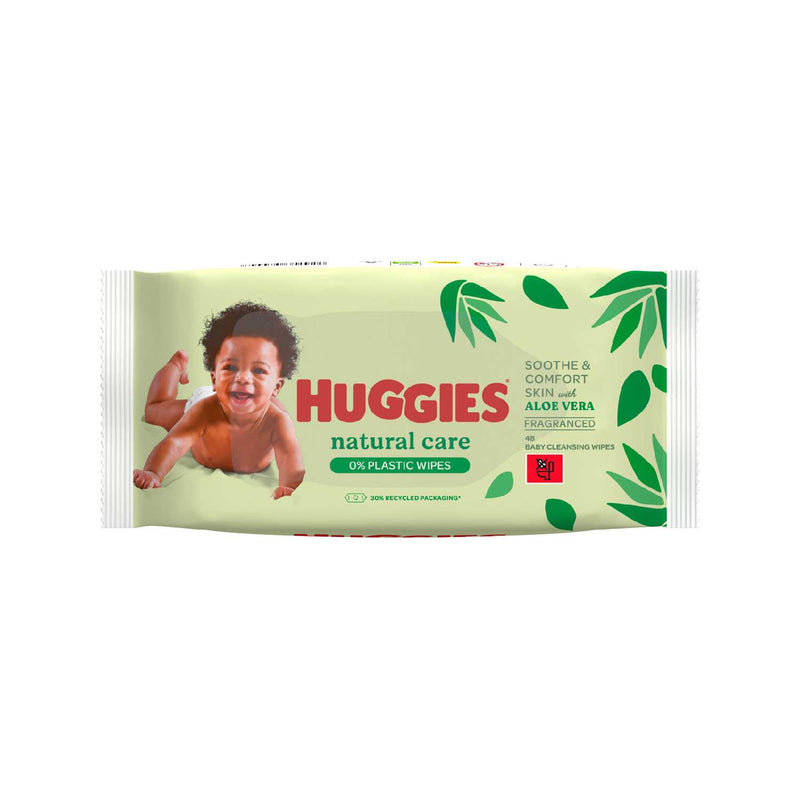 Huggies natural care plastic free baby wipes 48 singles, UK version