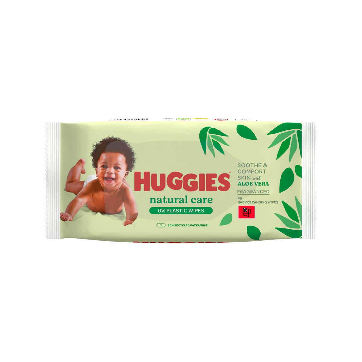 Huggies natural care plastic free baby wipes 48 singles, UK version