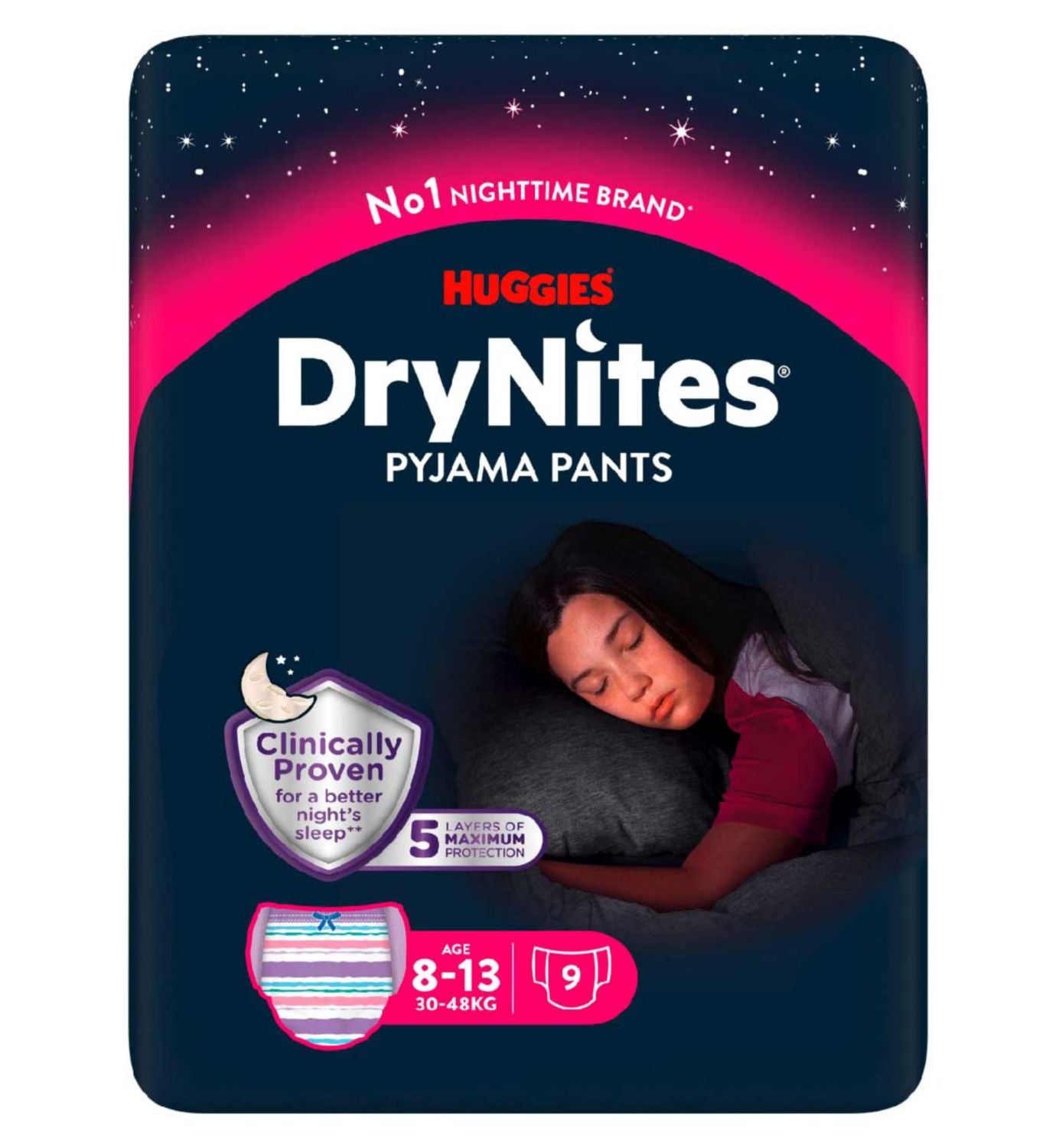 DryNites bedwetting pants girls 8-13 9 count - British product