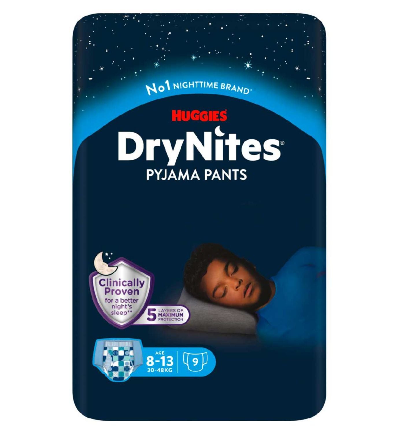 Huggies DryNites bedwetting pants for boys 8-13 30-48kg - British product