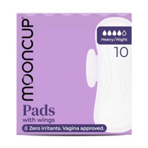 Mooncup Serviettes hygiéniques bio pour la nuit avec ailettes - 10 pièces