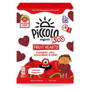 Piccolo Organic Kids Fruit Hearts Apple Strawberry Blackcurrant Cherry Gummies 15g Pack of 4