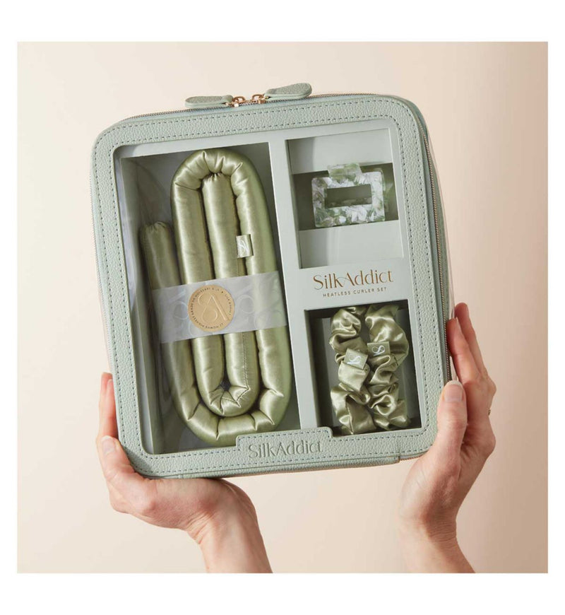 Silk Addict Heatless Curler Set Olive Green One Size (British brand)