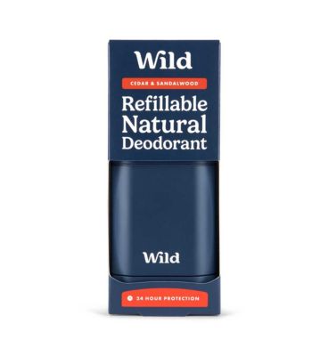 Wild Navy Blue Case and Sandalwood and Cedar Stick Deodorant Refill 40g