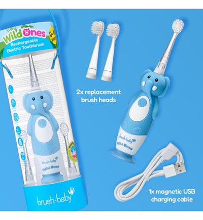 فرشاة أسنان كهربائية قابلة لإعادة الشحن Brush-Baby WildOnes Elephant