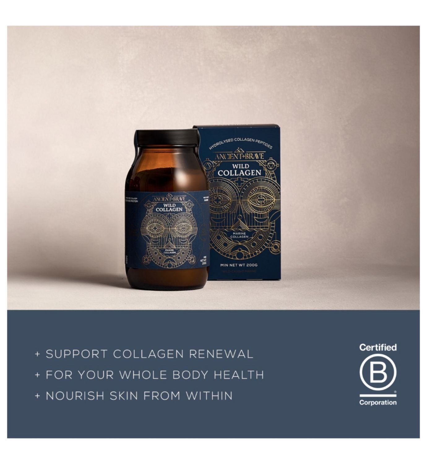 Ancient + Brave wild collagen powder 200g, imported from the UK