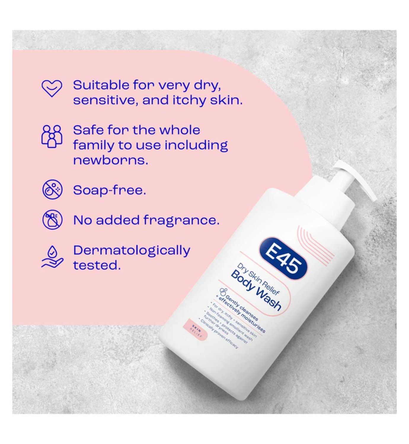 E45 dry skin relief body wash 500ml - British product