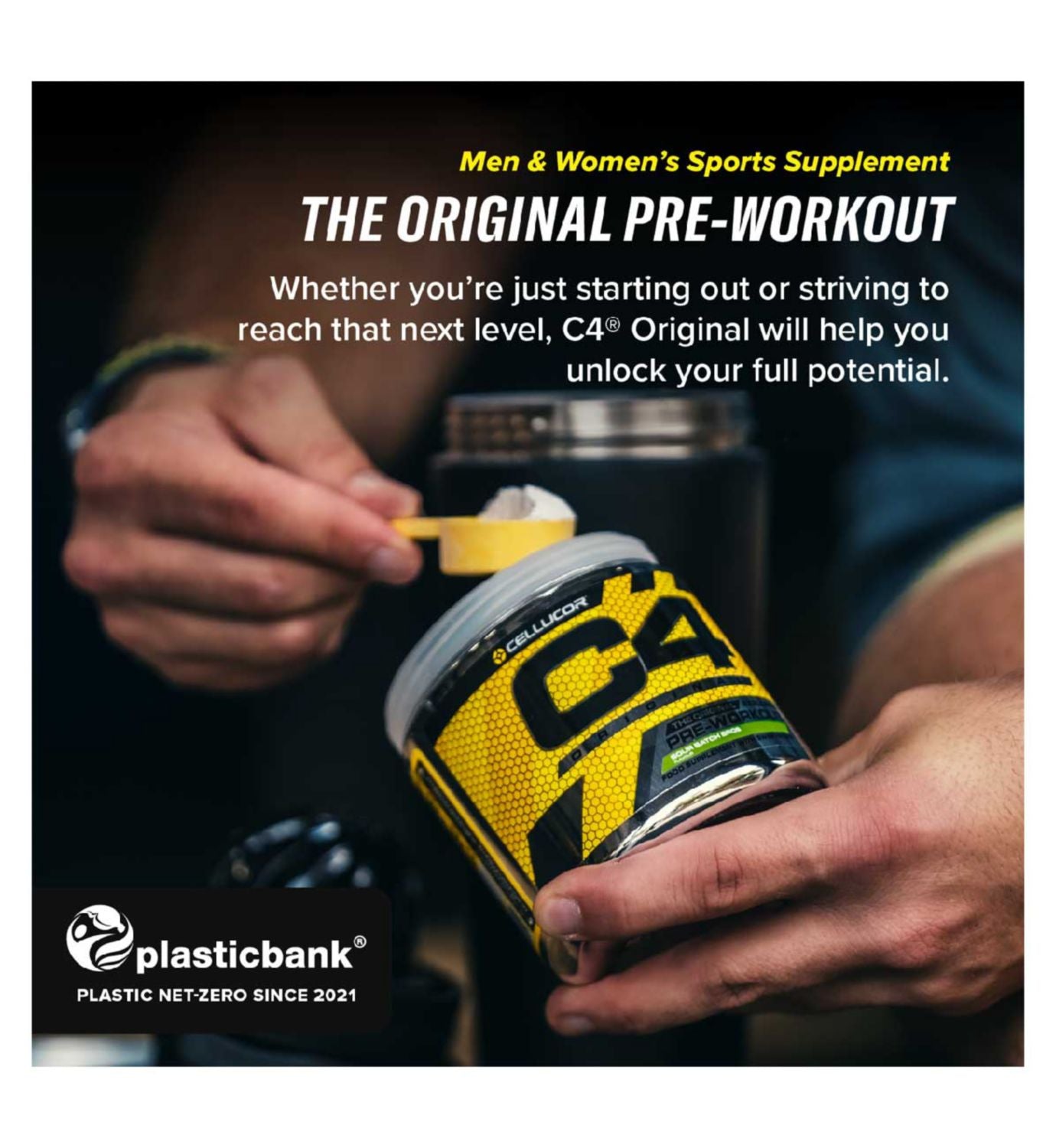 C4 Icy Blue Raspberry pre-workout 198g, imported from the UK