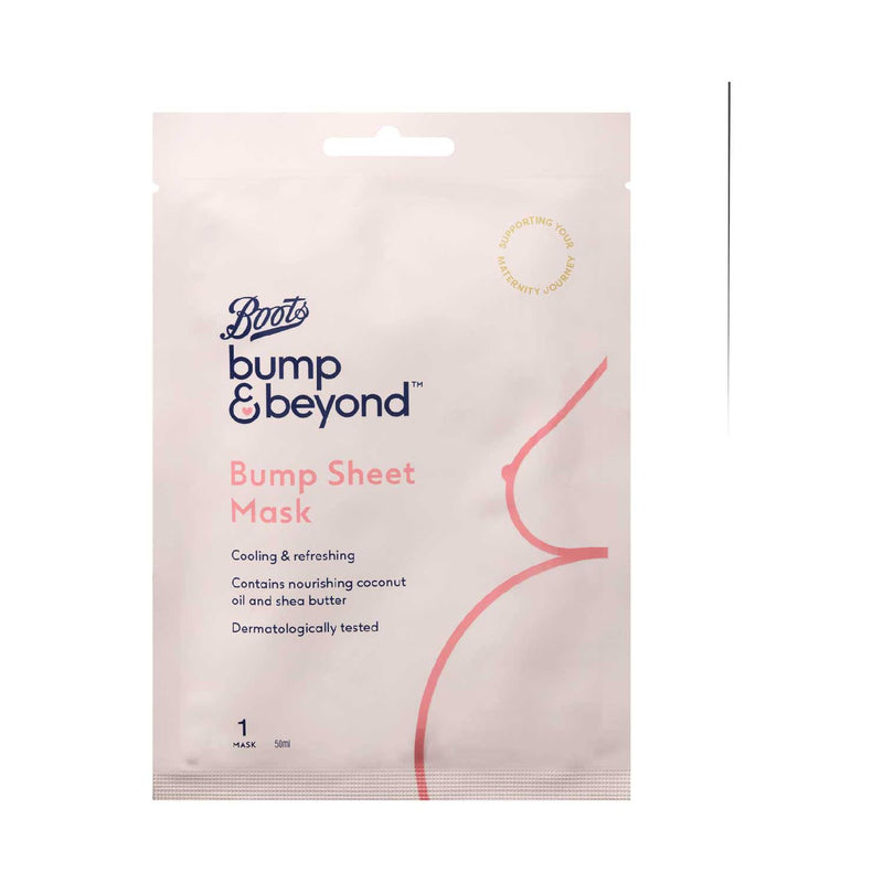 Boots Bump sheet mask for pregnancy skincare, imported from the UK