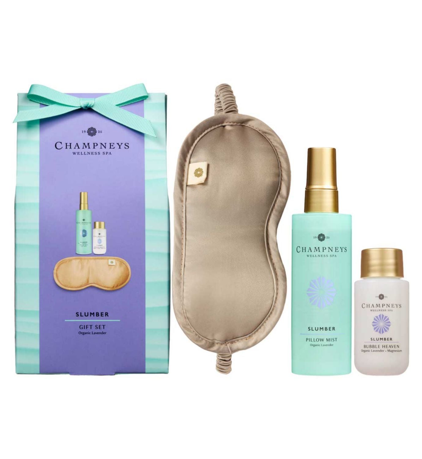 Champneys Slumber Gift Set - pillow mist, bubble bath, eye mask, UK version