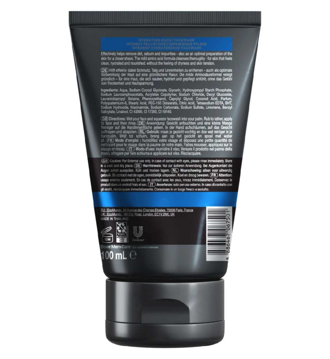 Dove Men Care Hydration Boost face wash 100ml, imported from the UK