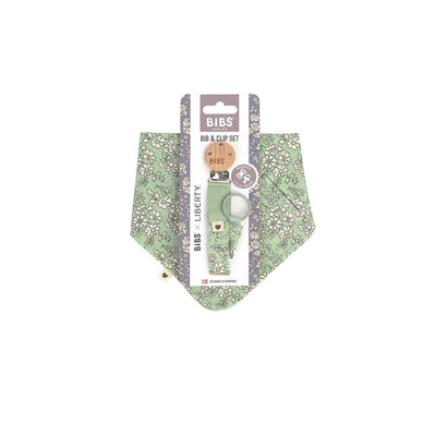 Boots BIBS x Liberty Baby Bib and Soother Clip Set Capel Sage- Buy online at McGrocer