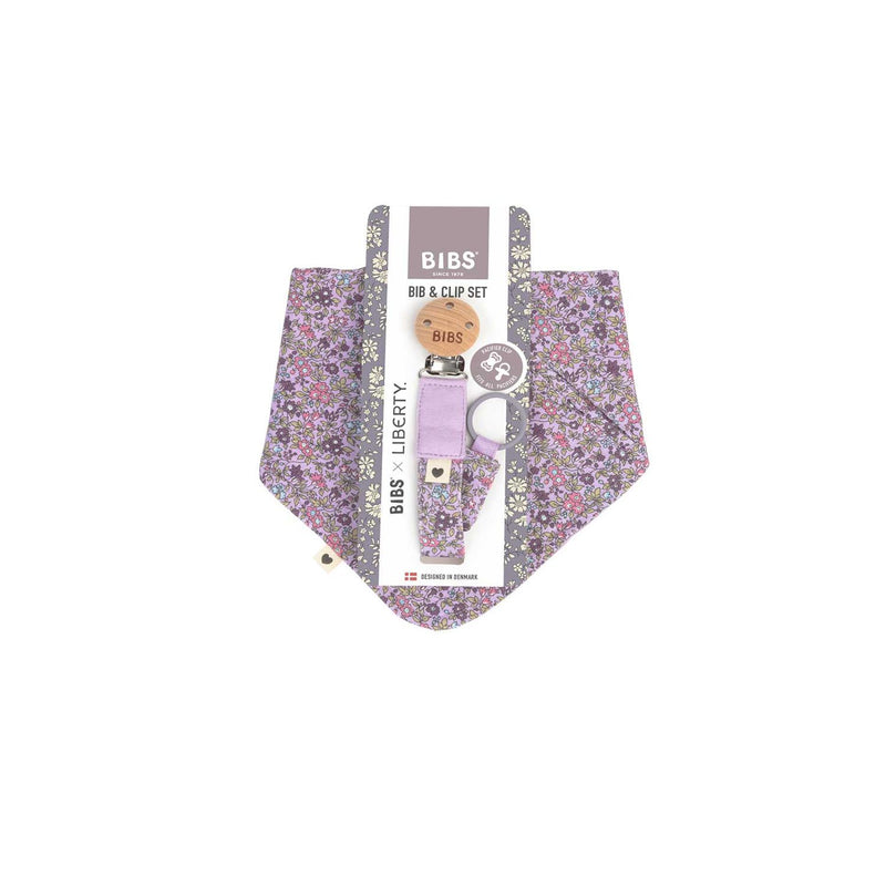 BIBS Liberty bib clip set Chamomile Lawn Violet Sky - British product
