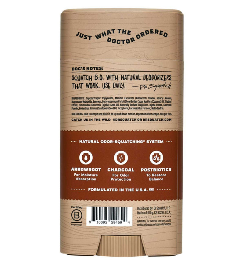Dr. Squatch Wood Barrel Bourbon deodorant 75g, imported from the UK