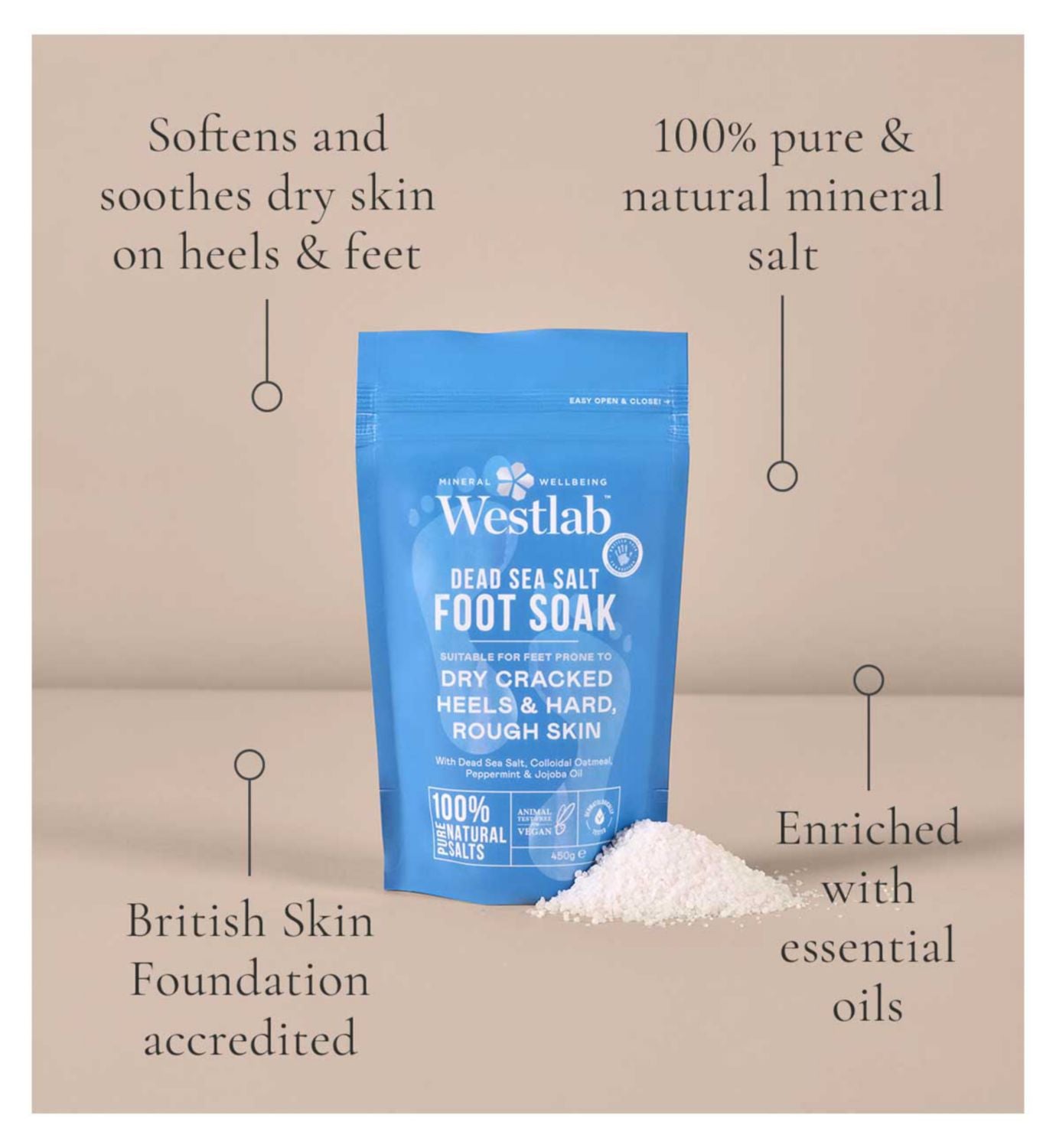 Westlab Dead Sea Foot Soak Jar 450g (British brand)