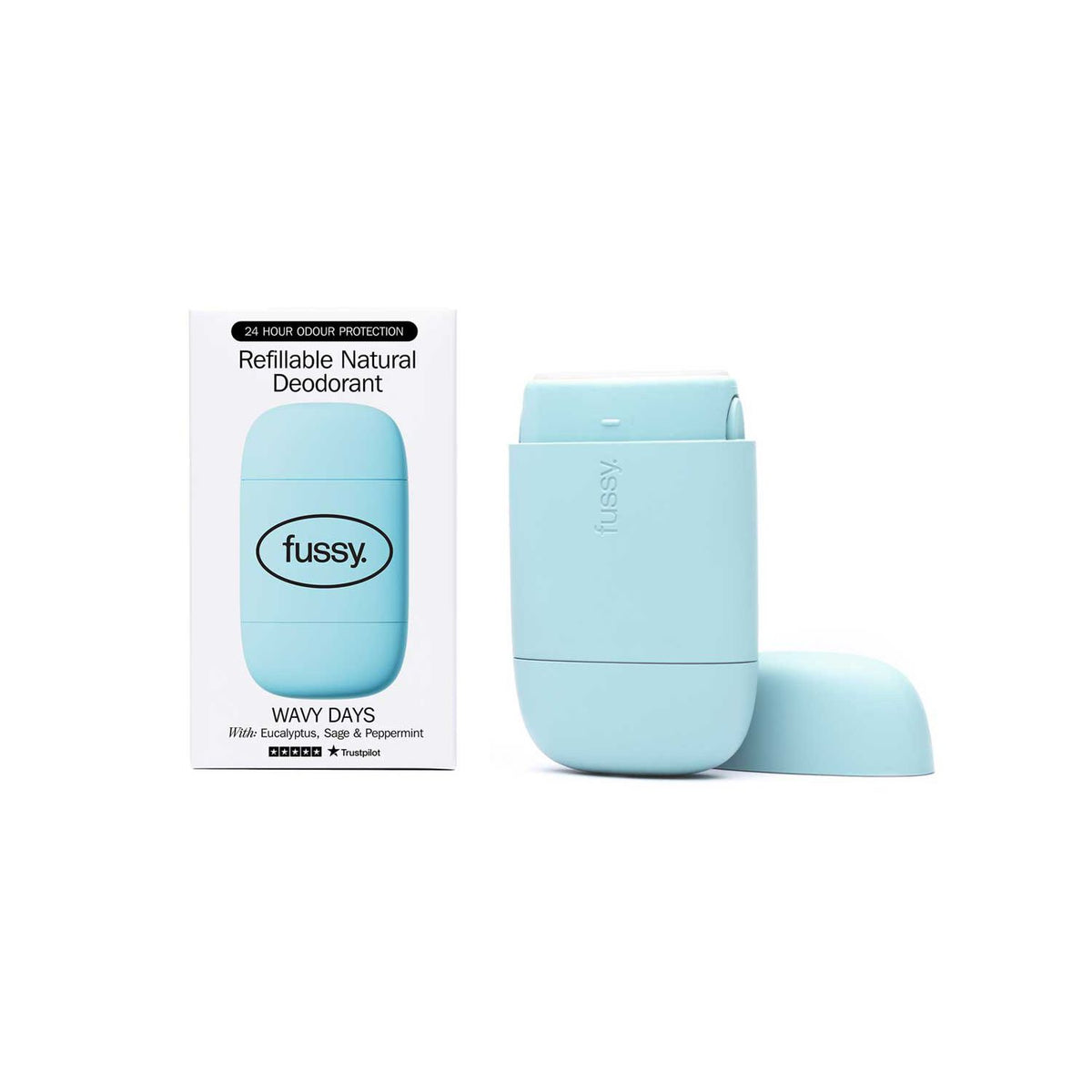 Fussy refillable natural deodorant Wavy Days 40g - British product