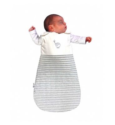 Sweet Dreamers Organic Cotton Baby Sheeping Bag Embroidered Grey Stripe 0-6 Months 25 Tog