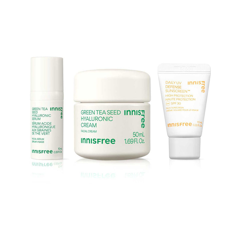 Innisfree Hydrate & Protect skincare set with serum cream sunscreen, UK version