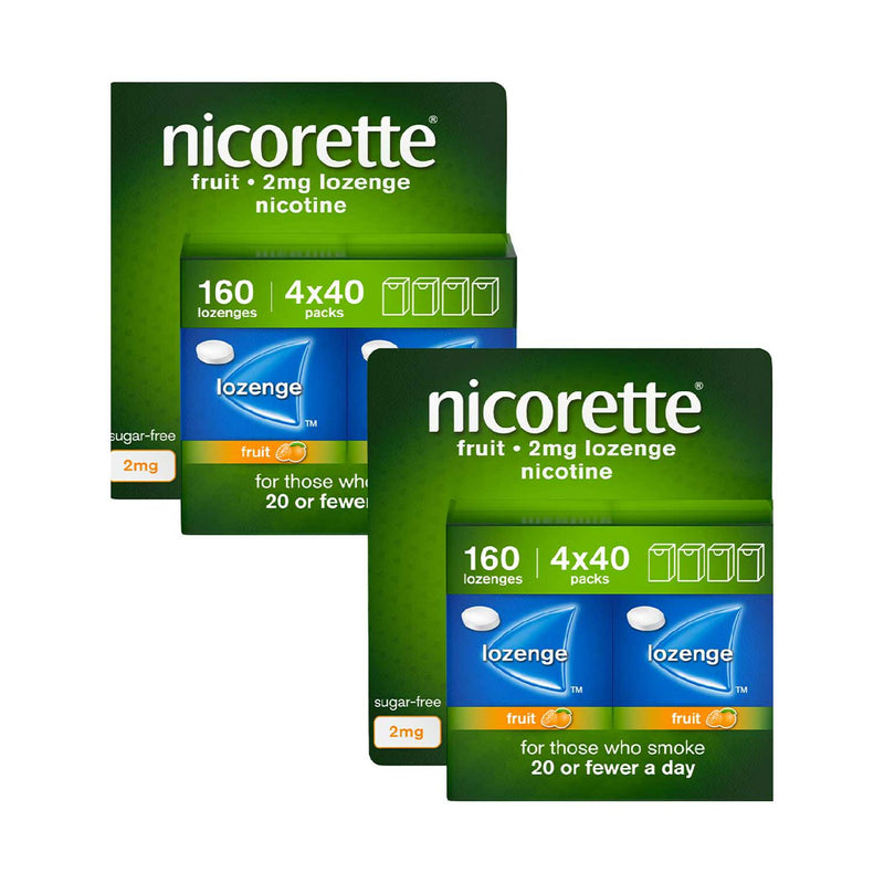 Nicorette fruit 2mg lozenges 2-pack bundle (British brand)