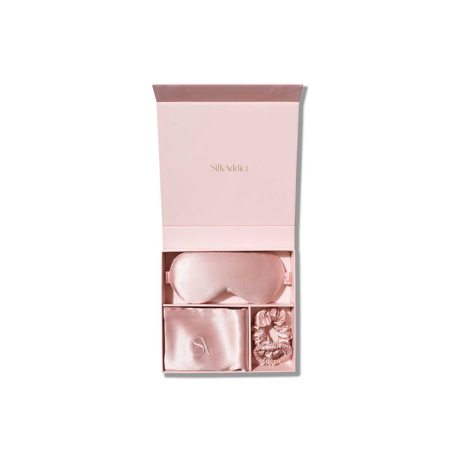 Silk Addict mulberry silk gift set in Pale Pink - British product