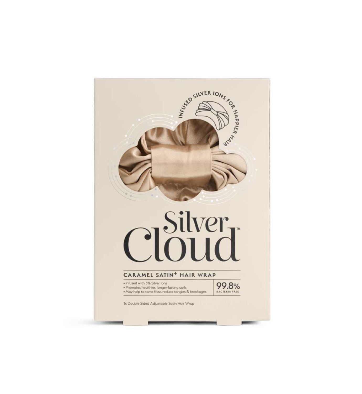Silver Cloud hair wrap infused with silver ions - caramel - British product