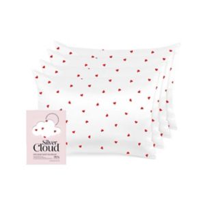 Silver Cloud Satin Pillowcase Heart Print 4 Pack (British brand)