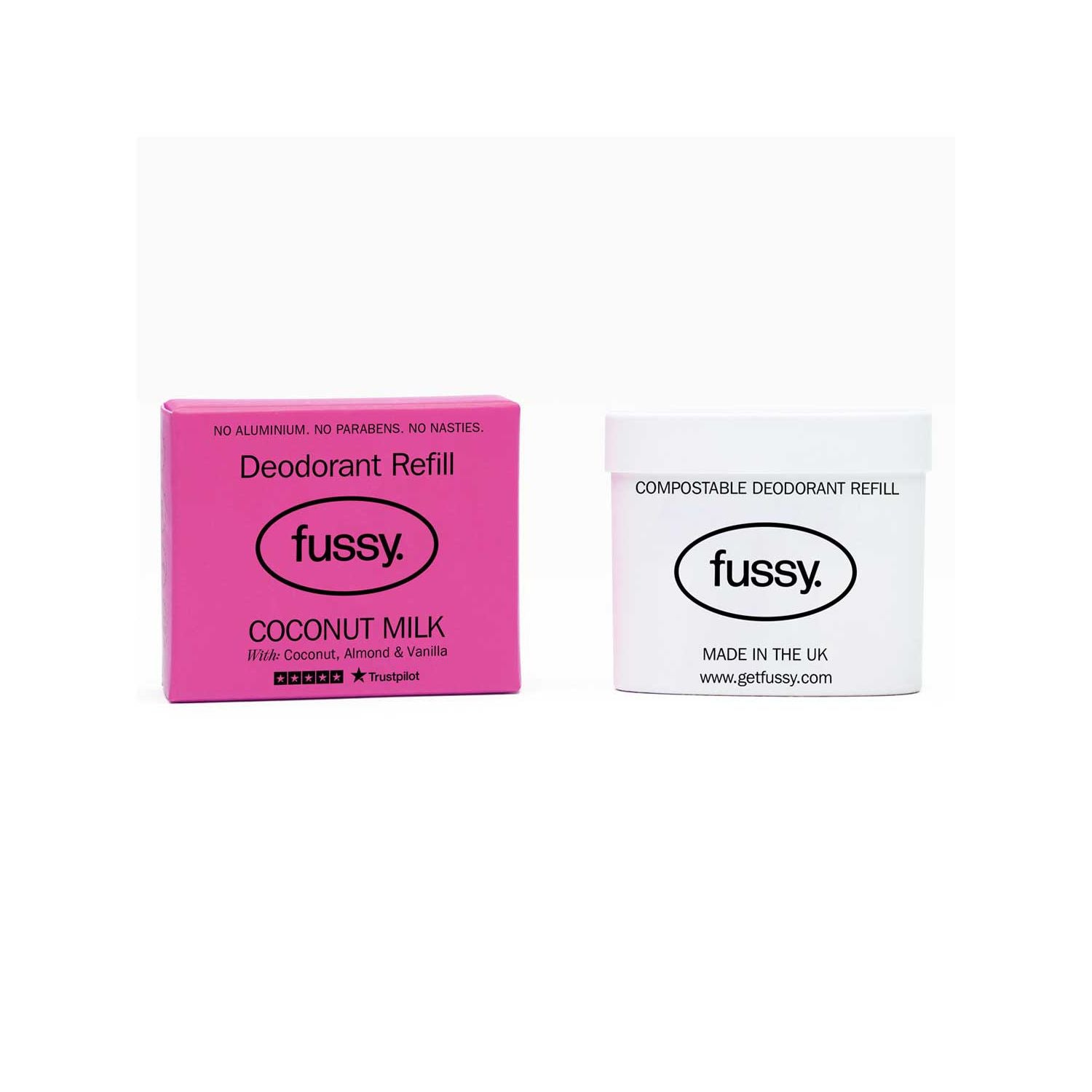 Fussy natural deodorant refill Coconut Milk 40g, imported from the UK