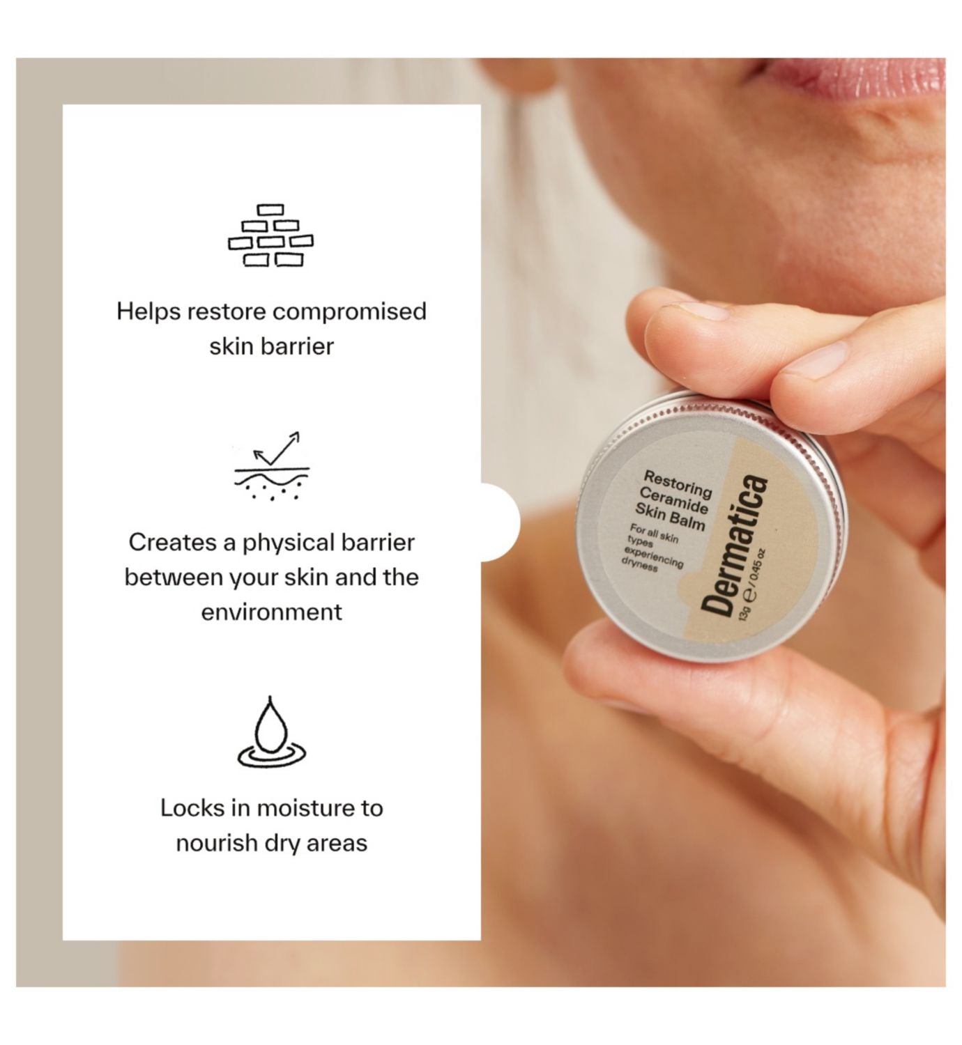 Dermatica Restoring Ceramide Skin Balm 13g (British brand)