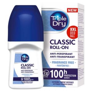 Triple Dry Classic Anti Perspirant Roll On Fragrance Free 100 Hours 50ml