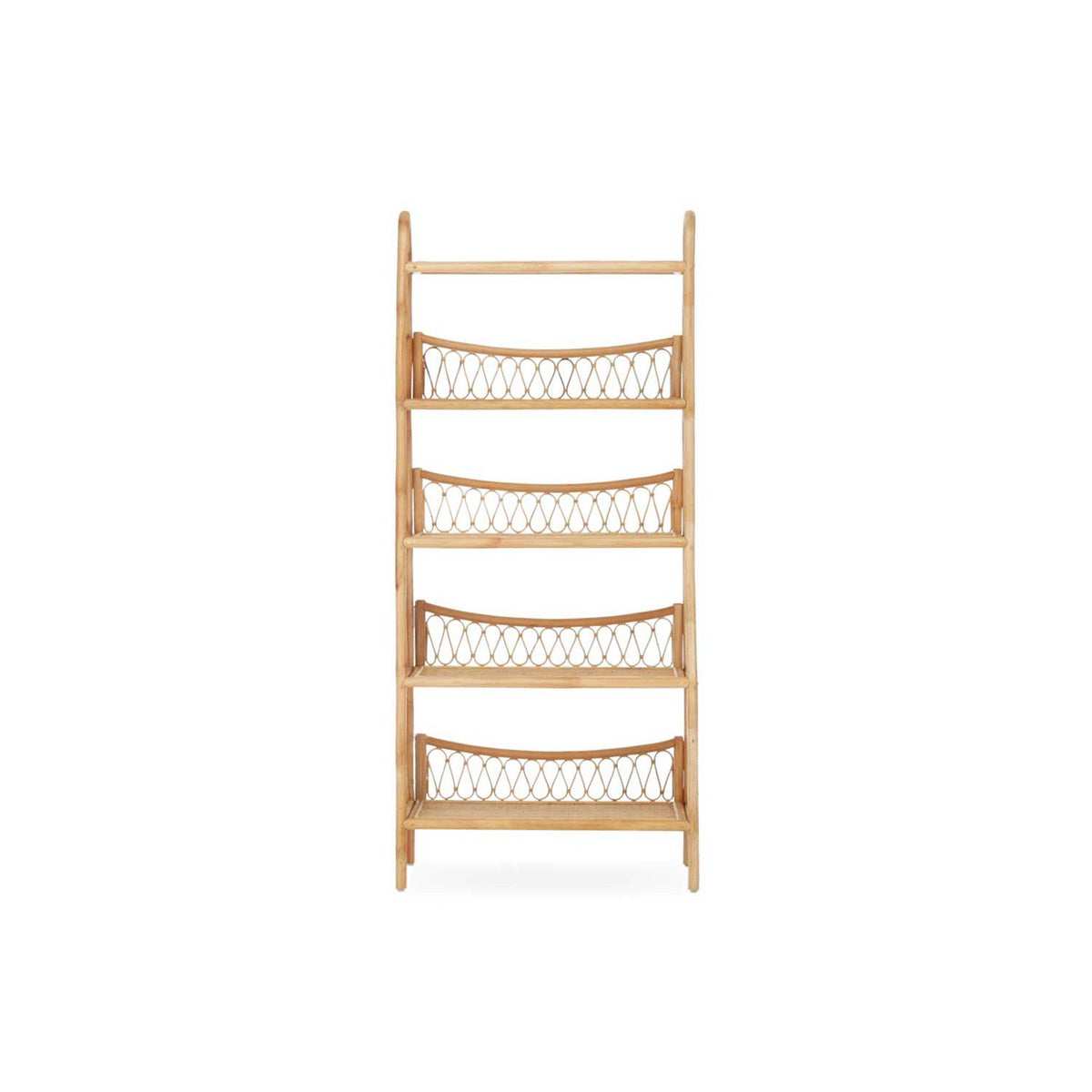 CuddleCo Aria 5 tier rattan shelving unit, imported from the UK